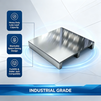 Palette plate en acier inoxydable 304, entrée quatre voies, empilable, palette métallique personnalisée pour entrepôt, vente en gros directe d'usine, industrielle