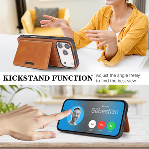 Pour <span class=keywords><strong>MagSafe</strong></span> deux-en-un étui de <span class=keywords><strong>chargeur</strong></span> de téléphone portable sans fil pour IPhone17Pro Max étui de téléphone en matériau Pu avec portefeuille - Product Image 4