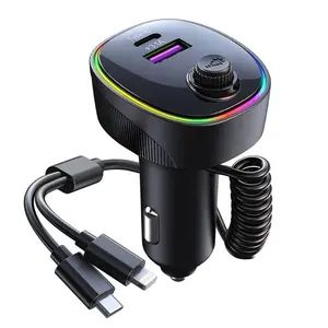66W Car Charger Quick Charge Cigarette Lighter Adapter 4-Port USB C Fast Charging Phone Charger For IPhone Xiaomi Samsung