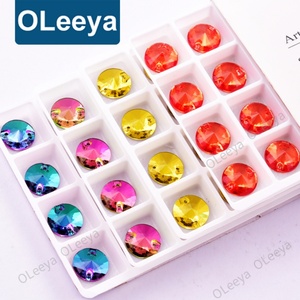 Cristales de Cristal AB Redondos de 10mm, Varios Tamaños, Forma de Rivoli, para Coser en Ropa, Precio de Fábrica Oleeya, Venta al Por Mayor - Product Image 1