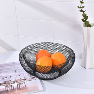 Corbeille à fruits double couche en fer forgé de style nordique, ronde, moderne, pour salon, bol de rangement alimentaire, paniers en métal - Product Image 3