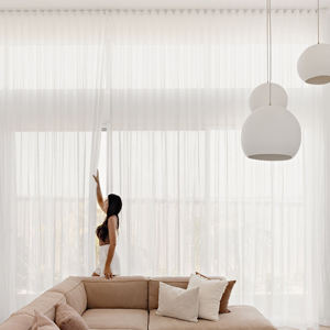 Modern Vertical Striped Tulle <b>Light</b> and Translucent Pleated Grommet <b>Shade</b> for Window Home Office Hospital Hotel Cafe - Product Image 1