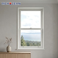 Ventanas Verticales de Doble Hoja de Aluminio Impermeables RICHOCEAN, Ventanas de Guillotina con Vidrio de Eficiencia Energética y Mosquitera