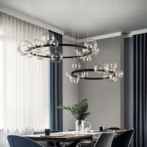 Lâmpadas contemporâneas minimalista, lâmpadas redondas de vidro estilo romântico para teto, sala de jantar, lustre de café