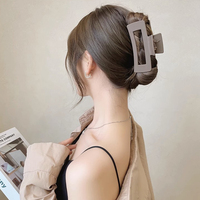 Jepit Rambut Akrilik Korea MIO Elegan Warna Solid Geometris Motif Bunga untuk Wanita, Jepit Rambut Model Shark untuk Rambut Tebal untuk Anak Perempuan