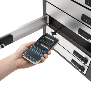 Casier de recharge mobile TIA à <span class=keywords><strong>8</strong></span> compartiments avec serrure de porte à code numérique et kit solaire en option pour usage collectif, design écologique - Product Image 4