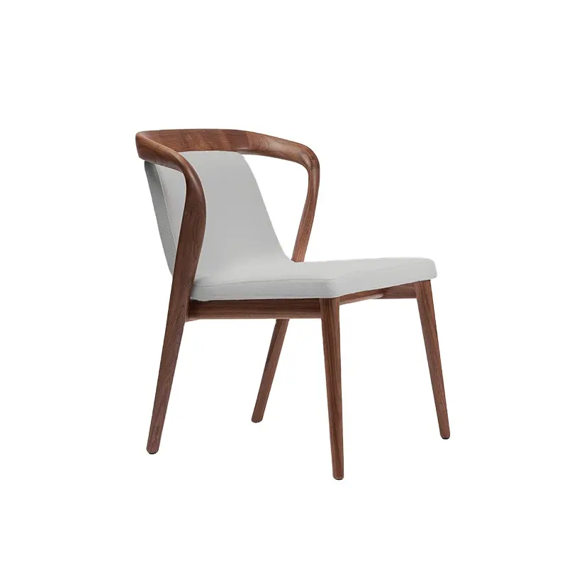 Wabi Sabi tarzı kumaş deri koltuk restoran ile masif ahşap sandalye, ev minimalist lüks yemek odası mobilya ceviz sandalye