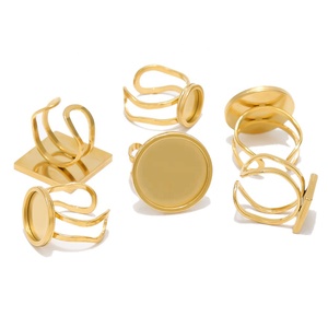 Квадратное круглое Открытое кольцо Кабошон Камея пустая подставка базовые настройки для самодельных колец Изготовление ювелирных изделий фурнитура - Product Image 2