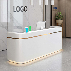 Mostrador de Recepción Moderno, Pequeño, de Mármol y Metal, para Salón de Belleza, Bar, Color Personalizado - Product Image 4