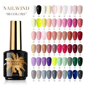 NAILWIND proveedor de uñas OEM al por mayor barato soak off 15ml UV gel esmalte de uñas set 60 vegano color pastel crear su propia marca