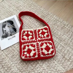 2024 Wholesale Bohemian Square <strong>Crochet</strong> <strong>Bag</strong> Handmade Knit Tote Shoulder Hand <strong>Bag</strong> for Women Straw <strong>Bag</strong> - Product Image 2