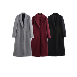 Manteau long à revers <span class=keywords><strong>en</strong></span> cuir de poisson vintage et écologique <span class=keywords><strong>pour</strong></span> <span class=keywords><strong>femme</strong></span>, fermeture à bouton unique, épaulettes, tissage lapin 9731147 - Product Image 1