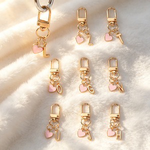 Custom Initial Letter Keychain Zinc Alloy Enamel Charms Metal Swivel Clasp <b>Key</b> Holder Handbag Decorative Accessories - Product Image 2