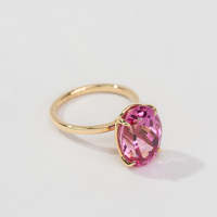 Hochwertiger 18K Gold Klassischer Ehering Ovaler Schliff Labor-Gezüchteter Rosa Saphir Rubin Edelstein für Verlobung Jubiläum Party Geschenke