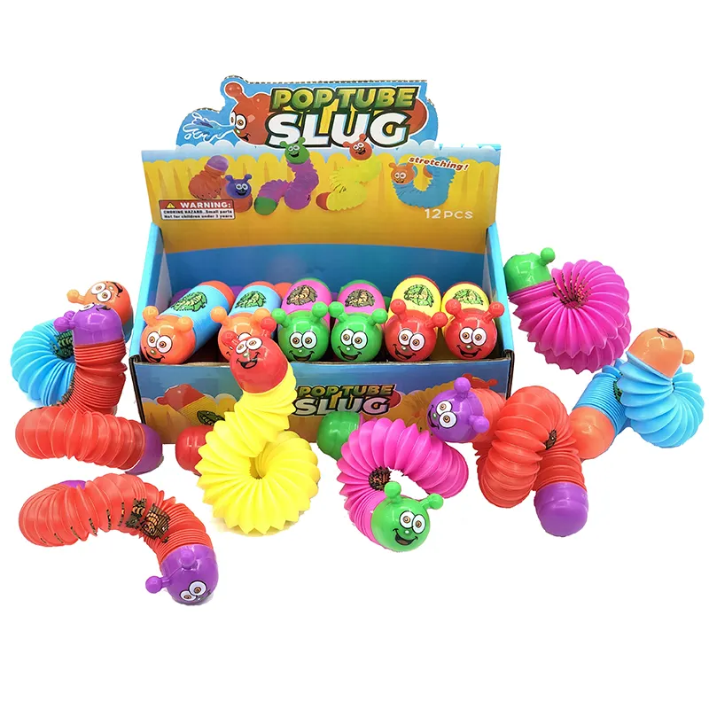 Tubi Pop in plastica a LED giocattoli sensoriali colorati per tubi di decompressione elasticizzati Fidget Pop Tube Slug giocattoli per bambini