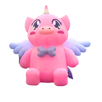 Porc volant gonflable géant rose et violet attrayant avec ventilateur intégré, impression par sublimation gratuite, durable, résistant au soleil, pour la publicité