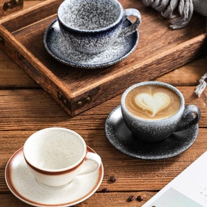 Ceramica Cappuccino <span class=keywords><strong>Latte</strong></span> Espresso tazza piattino Set retrò stile giapponese porcellana di lusso per caffè e uso domestico per tazze da tè piattini - Product Image 6