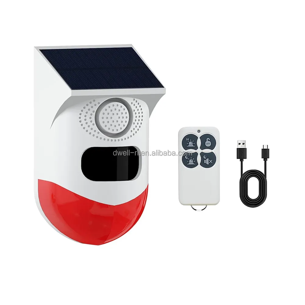 Home Security Alarm Outdoor Infrared Motion Detector Solar Waterproof Ip65 Pir Motion Sensor Alarm With Remote