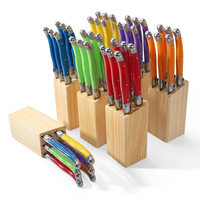 Coffret de 6 couteaux à steak traditionnels Laguiole en acier inoxydable, manches en plastique, finition polie, compatibles lave-vaisselle