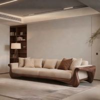 Sofa |   Neuer chinesischer Stil für das Wohnzimmer, geradlinig, Massivholz, einsitzig, Bezug aus Baumwolle und Leinen, hochdichter Schwamm, beweglich, abnehmbar