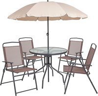 Ensemble Patio et jardin, 4 chaises pliantes, Table parapluie