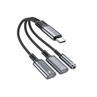 Adaptador 3 en 1 USB C a 3.5mm para Auriculares y Carga, Adaptador USB C a Audio Auxiliar para iPhone 16 15 Samsung Galaxy S24 S23