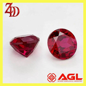 Synthetic Corundum Round Deep Red Gemstone AGL Certified For Jewelry Making - Product Image 2