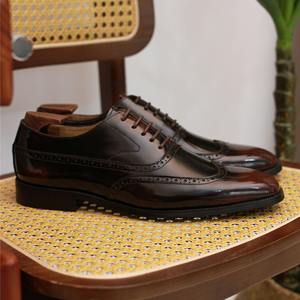 British Wholesale New Carved <b>Patent</b> Leather Party Men's Square Toe Lace-Up Lightweight Breathable Anti-Slip <b>Brogue</b> Oxford Office - Product Image 4
