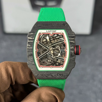 Montre mécanique automatique de luxe pour homme 6702, de haute qualité, avec cristal saphir, boîtier en fibre de carbone, bracelet en nylon, style hip-hop, sport