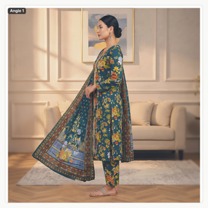Women 2 Piece Printed Lawn Suit Floral Embroidered Shalwar Kameez South Asian Ethnic Wear Spring Summer Ready Wear Wrinkle-Free - Product Image 3