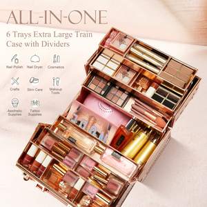 Kotak Rias Profesional Besar, Kotak Perlengkapan Kuku, Kotak Rias Perjalanan, Kotak Rias Aluminium, Kotak Penata Rambut, Koper Rias dengan Kunci - Product Image 6