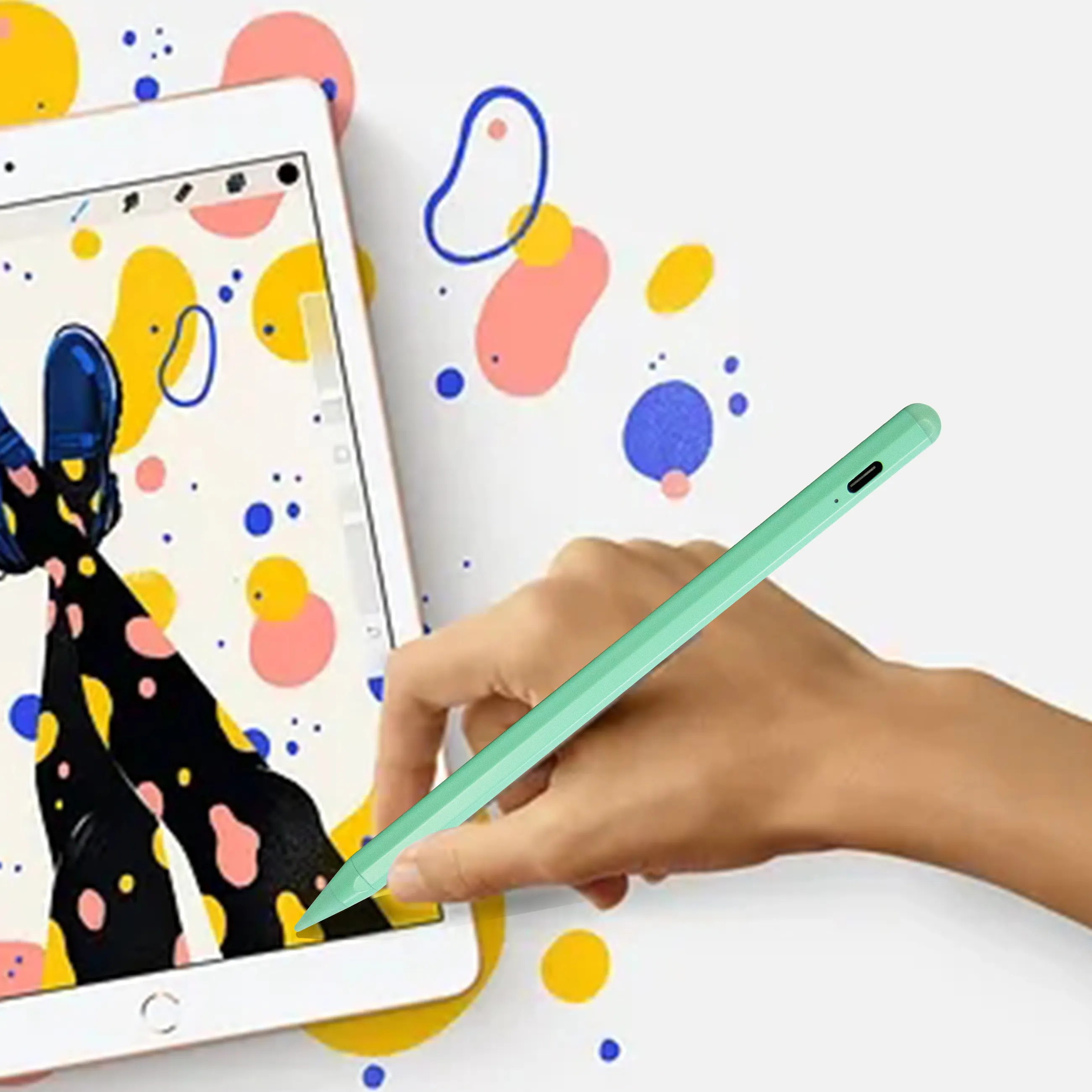 ปากกาสไตลัสที่มีการออกแบบแม่เหล็กปากกาแบบชาร์จไฟได้พร้อมการปฏิเสธปาล์มสำหรับ2018ขึ้นไป Apple iPad