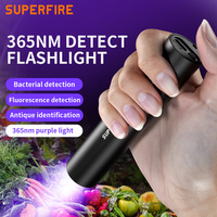 Superfire Z07-S Mini lampe torche UV rechargeable par USB en alliage d'aluminium avec batterie Li-on, lumière noire pour le camping, violet