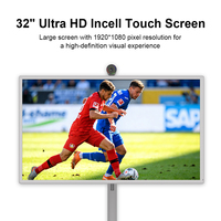 Televisor Inteligente Portátil de 32 Pulgadas, Android 15.0, 8+128 GB, Pantalla Táctil LED 1080p, Base Giratoria Blanca, USB-C, CPU Hexa-Core de Doble Núcleo, Hi-Fi