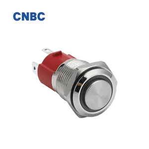 High Current 10A 16mm IP67 Waterproof Momentary Self-locking 1NO High Round Ring Ledmetal Push Button Switch With 4pins