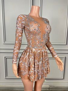 Luxus Frauen Party Kleid Mesh Strass Kristall Quaste Short Style Sexy Club Hochzeit/Geburtstag/Abendessen/Kleid/Abend <span class=keywords><strong>Prom</strong></span> Kleid - Product Image 2