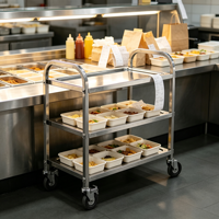 Chariots utilitaires en acier inoxydable 201, chariot mobile multifonctionnel pour l'industrie agroalimentaire