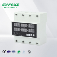Protecteur de tension SVC numérique à affichage LED sur rail DIN 63A, triphasé 230V-300V, protection contre les surtensions, capacité 10kVA, courant alternatif 50Hz