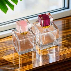 Botella de Perfume Cuadrada de Lujo Transparente Personalizada de Alta Calidad de 50 ml y 100 ml con Tapa de Presión, Serigrafía y Color Personalizado - Product Image 5