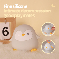 Veilleuse LED rechargeable en silicone en forme de pingouin, à piles, avec contrôle tactile, design animal écologique, cadeau de Noël pour enfants