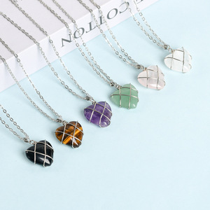Natural Crystal <strong>Stone</strong> Star, Heart, Mushroom <strong>Jade</strong> Pendant Handmade Wire-wrapped Jewelry - Product Image 6