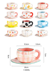 Tasse à café en céramique peinte à la main, style INS, avec poignée épaisse et moderne, pour une décoration esthétique de la pièce - Product Image 6