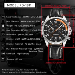 Montres pour hommes PAGANI Design PD1811, montre automatique VK64, cuir PU, saphir, Reloj Hombre PD1811 - Product Image 6
