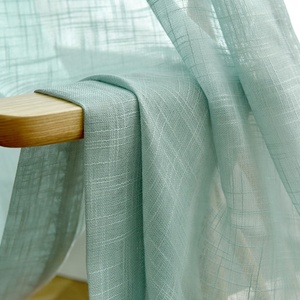 Voile Tie Top tessuto verde Semi <span class=keywords><strong>lino</strong></span> <span class=keywords><strong>tende</strong></span> trasparenti per il soggiorno - Product Image 1