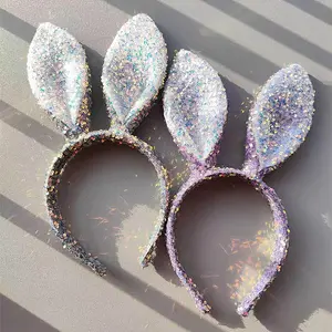 Glitter Bunny Ears Cute Cartoon Plush Children Adult Show Photo Wash Headband