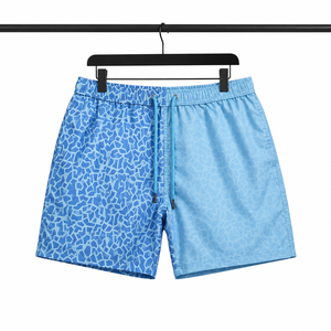 Pantalones Cortos Casuales para Hombre con Logotipo Personalizado, Cintura Ajustable con Cordón, Patrón de Diamantes que Cambia de Color con la Temperatura - Product Image 1