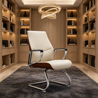 Chaise de bureau en cuir de style exécutif - Design contemporain avec cadre en forme d'arche électro-plaqué poli avec précision