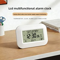 Horloge murale numérique LCD personnalisée multilingue, affichage de la semaine/du mois, thermomètre, design moderne silencieux - Grande horloge de table