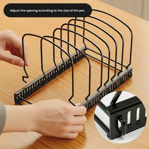 Scaffale Regolabile in Metallo per Ciotole, Piatti, Pentole e Stampi per Torte - Organizer Moderno per Armadietti e Piani di Lavoro - Product Image 3