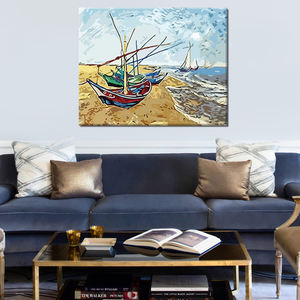 <span class=keywords><strong>Pintura</strong></span> por Números DIY, Barcos de Pesca de Van Gogh en la Costa de San Madi Ramo, <span class=keywords><strong>Pintura</strong></span> al Óleo por Números, Juego de Lienzos Personalizados - Product Image 2